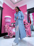 LIGHT BLUE, leather imitation trench "POWER" FL08